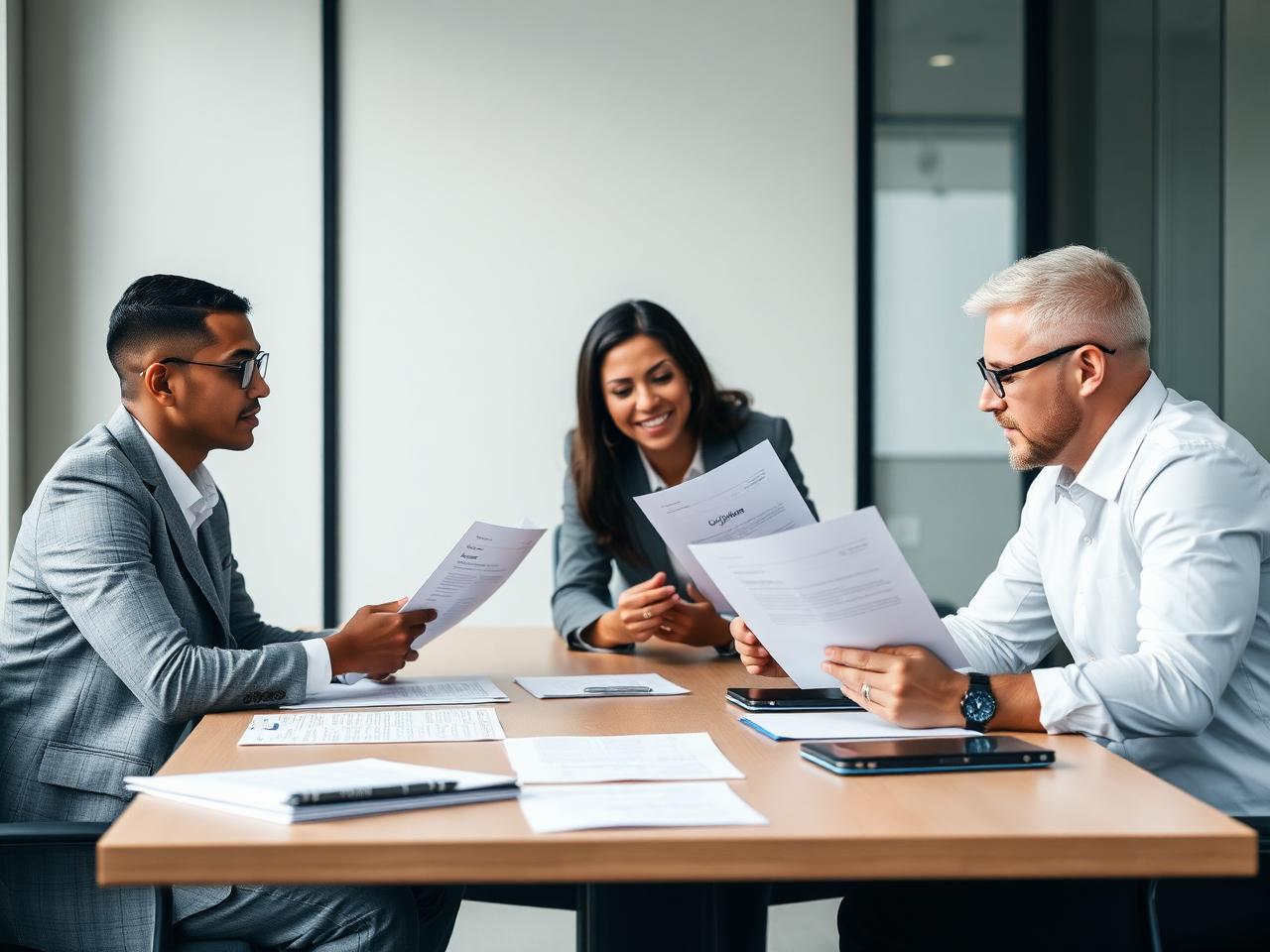 Procurement professionals reviewing compliance documentation